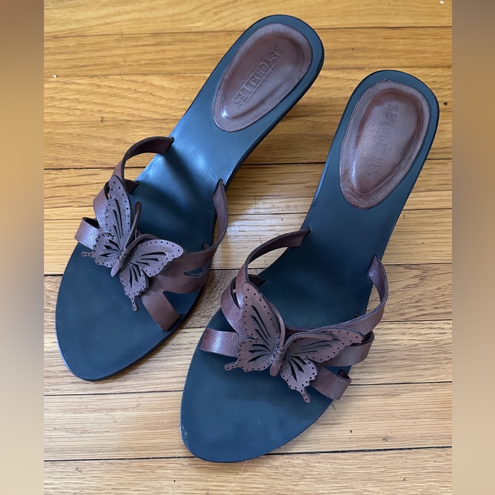 Leather Butterfly kitten heels